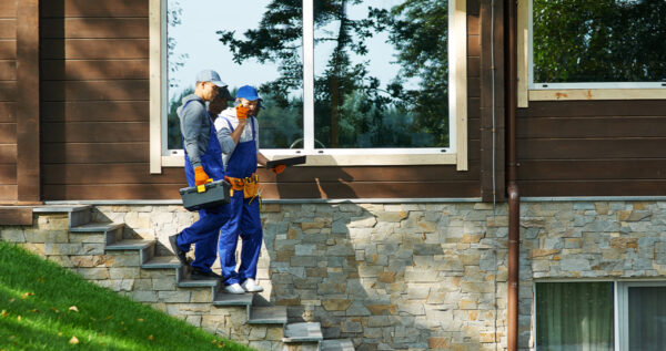 Homeowners Inspecting Home For Siding Damage In Wichita Ks