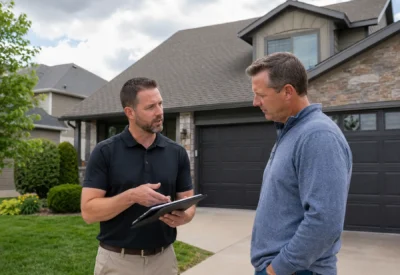 Roofer Discusses Options With Homeowner